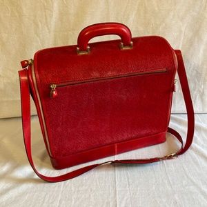 Pratesi Unisex Italian Leather Raffaello Cavallino Laptop Bag in Cherry
